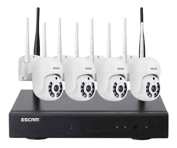 Kit Cámaras De Seguridad Exterior Nvr 8ch Ptz Ip 3Mp Wifi Audio+App+Disco