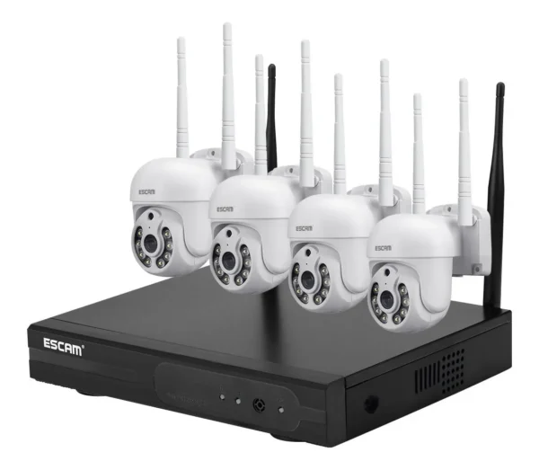 Kit Cámaras De Seguridad Exterior Nvr 8ch Ptz Ip 3Mp Wifi Audio+App+Disco