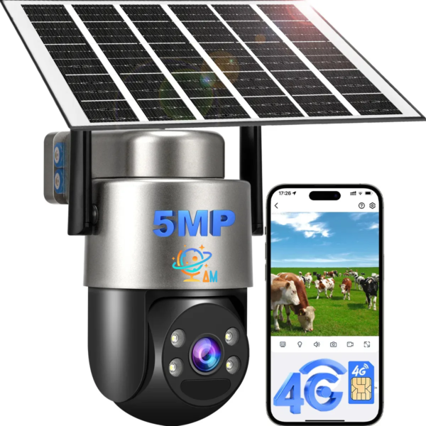 Cámara Seguridad Inalambrica Solar 4G PTZ 5MP Exterior IP66 App EseeCloud