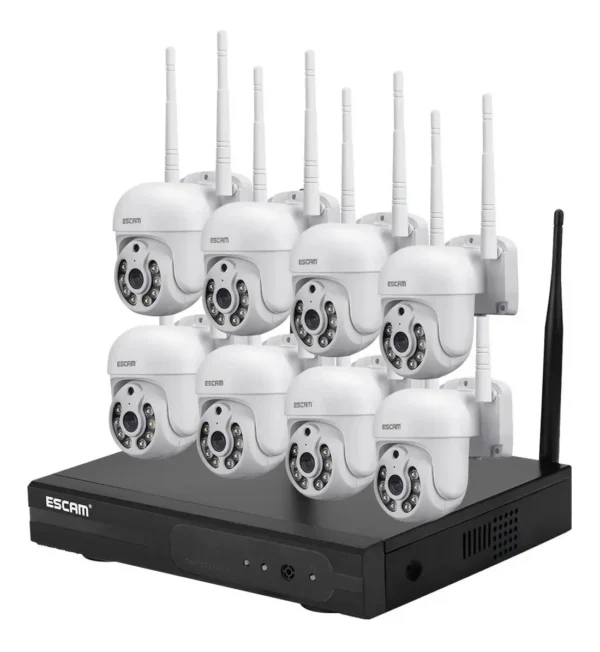 Kit Cámaras De Seguridad Exterior Nvr 8ch Ptz Ip 3Mp Wifi Audio+App+Disco