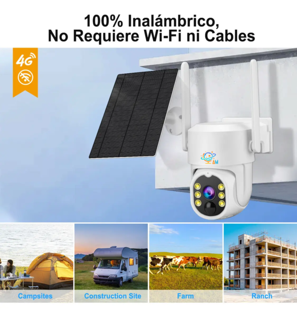 Cámara Vigilancia Inalambrica Solar Ptz Con Chip 4G Full Hd Exterior 4Mpx