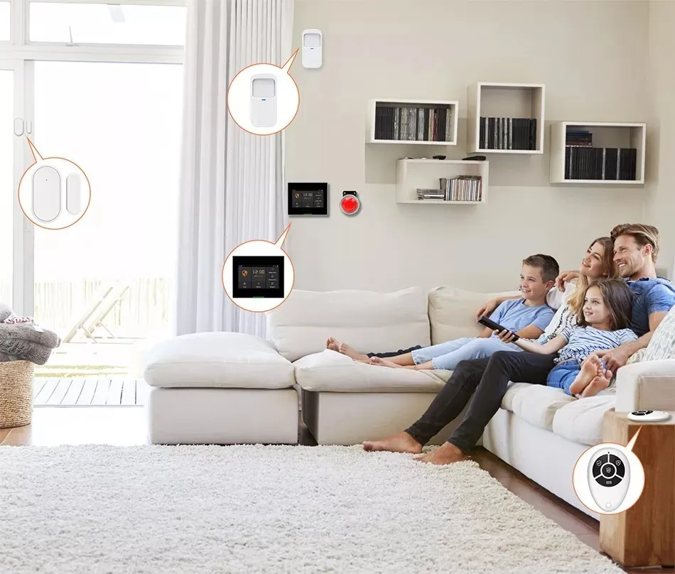 Sistema de seguridad para el hogar, sistema de alarma inalámbrico 4G WiFi  con cámara de vigilancia de 1080p, pantalla táctil de 4.3 pulgadas, alarma