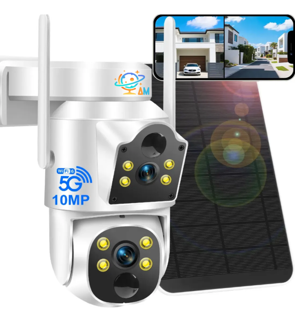 Cámara Vigilancia Inalambrica Solar Wifi 6 Doble Lente 10Mp Ptz Full Hd Exterior