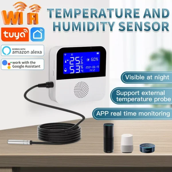 Sensor De Temperatura Y Humedad Termostato Alarma App Tuya