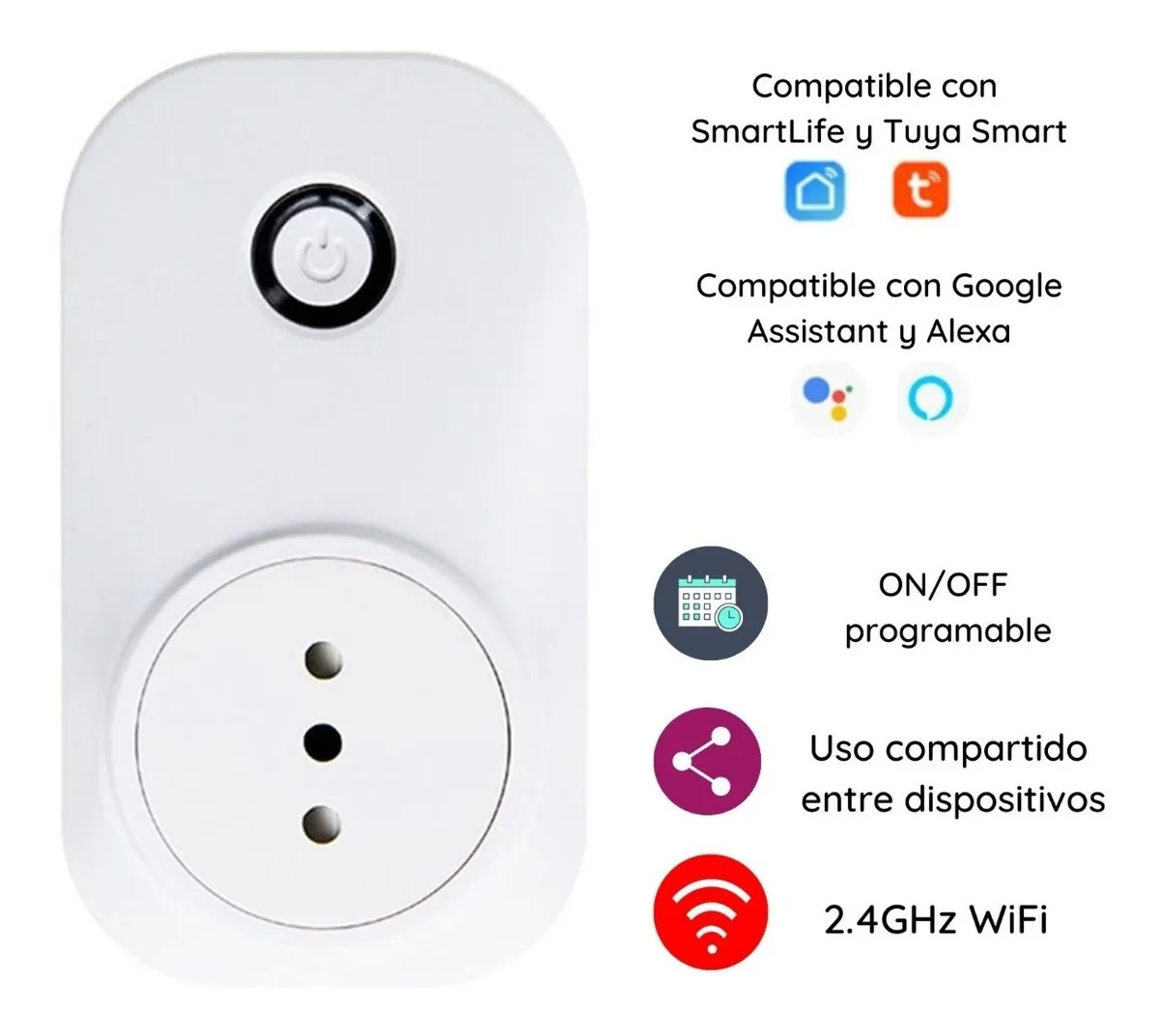 Enchufes inteligentes que funcionan con Alexa Google Home Siri, toma WiFi  inalámbrica de 2.4 G controlada por la aplicación Smart Life Tuya Avatar