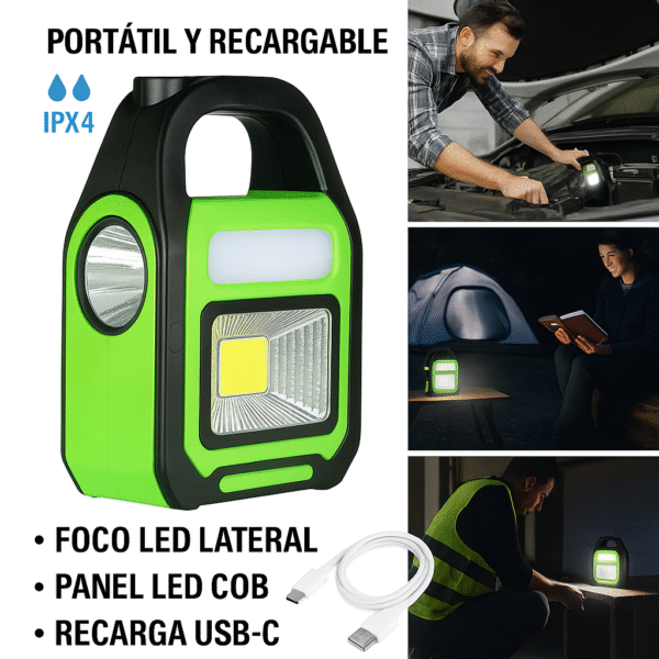 Linterna Led Solar 3 En 1 USB Recargable