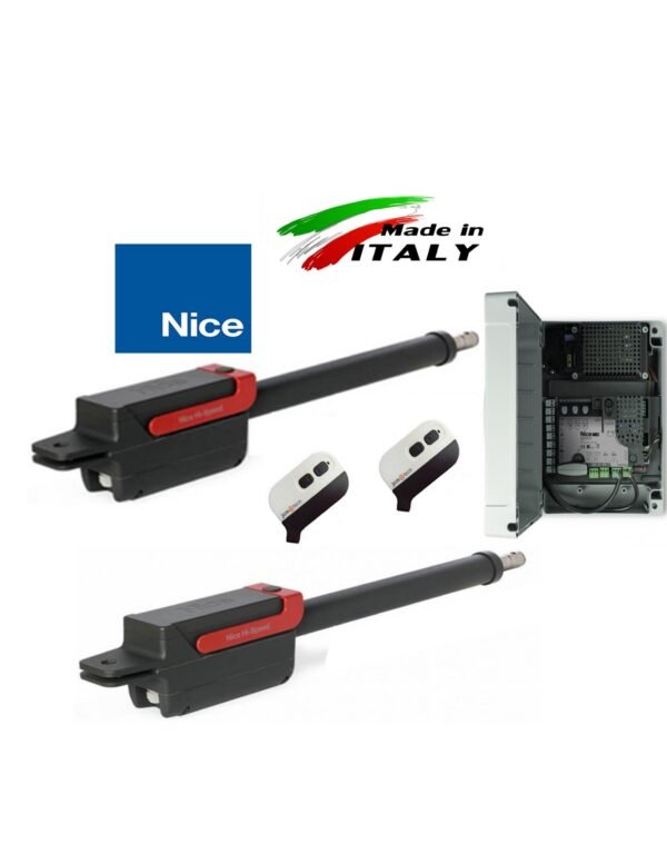 KIT PORTON BATIENTE DOBLE BRAZO NICE - MOTOR RAPIDO PARA HOJAS DE HASTA 6 METROS